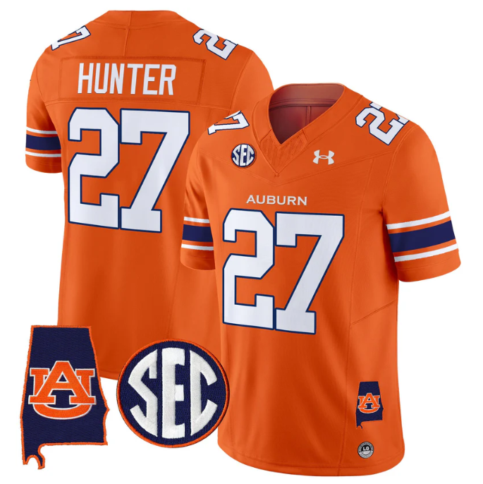 Jarquez Hunter Jersey #27 Auburn Tigers 2025 Alabama Patch Stitched Orange