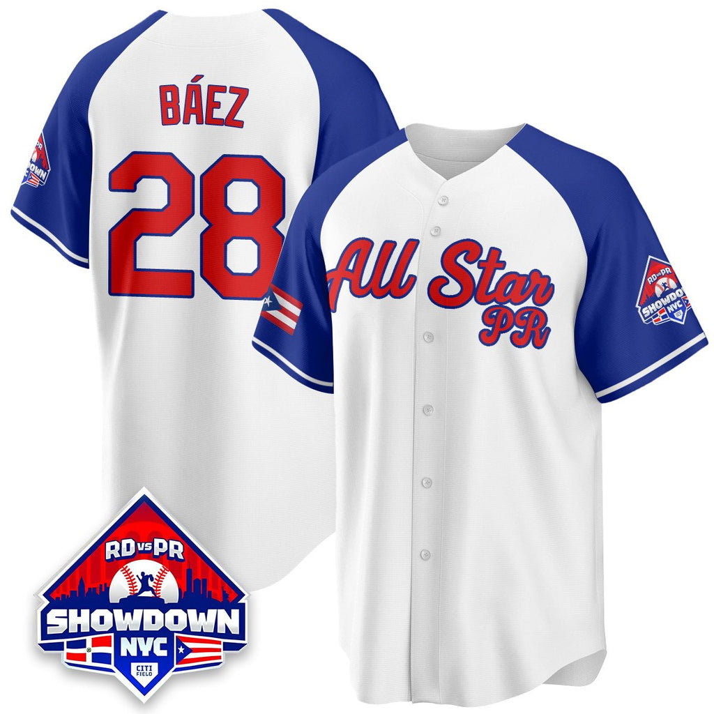 Javier Báez Jersey #28 Puerto Rican Baseball All-Star 2025 Stitched White Alter
