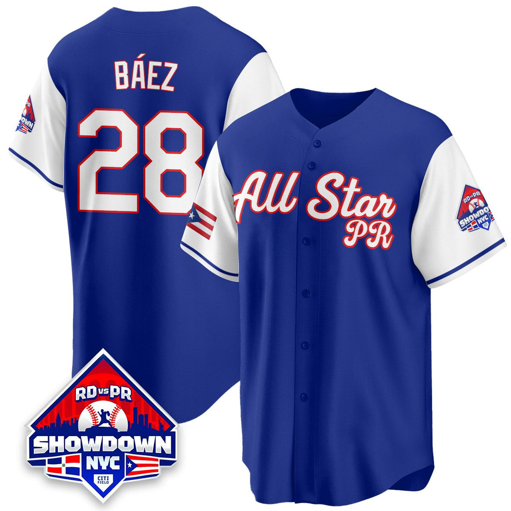 Javier Báez Jersey #28 Puerto Rican Baseball All-Star 2025 Stitched White Sleeves