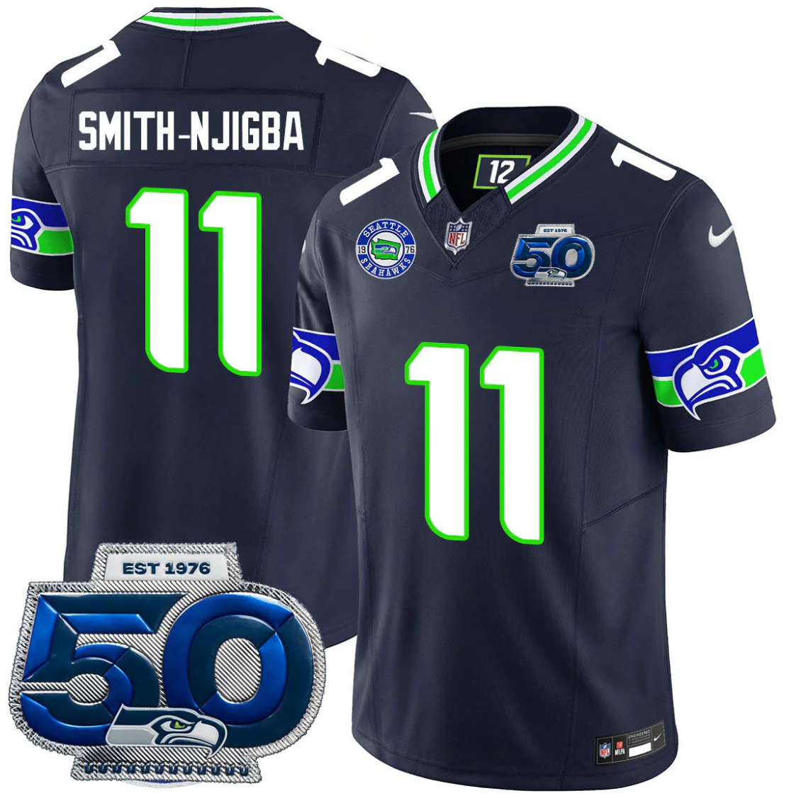 Jaxon Smith-Njigba Jersey #11 50th Season Vapor Limited All Stitched