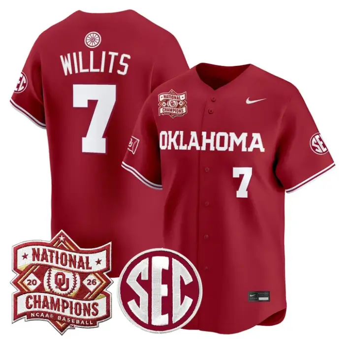 Jaxon Willits Jersey #7 Oklahoma 2026 National Champions Patch Stitched
