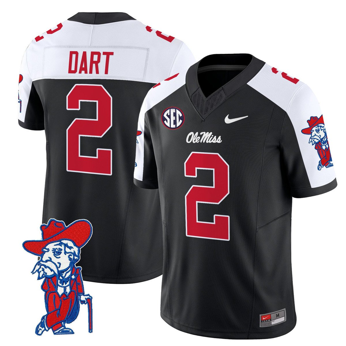 Jaxson Dart Jersey #2 Ole Miss Rebels 2025 Limited V2 Stitched Black Alternate