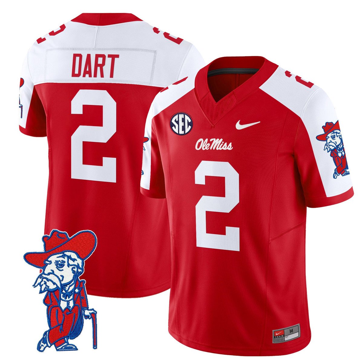 Jaxson Dart Jersey #2 Ole Miss Rebels 2025 Limited V2 Stitched Red Alternate