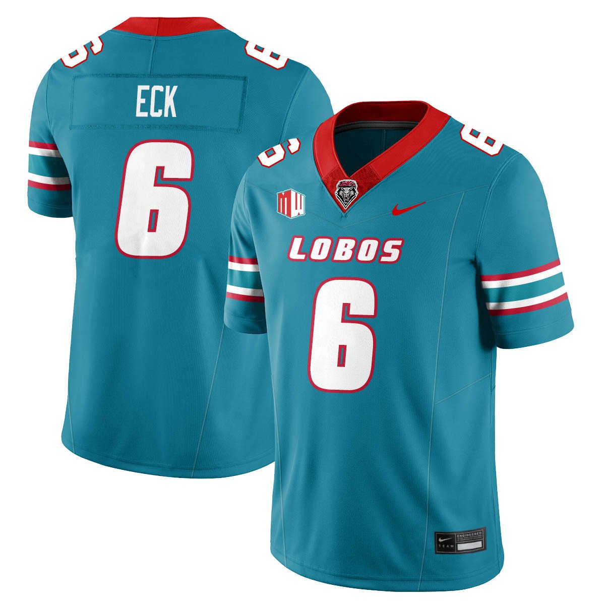 Jaxton Eck Jersey #6 UNM Lobo Football 2025 All Stitched Turquoise