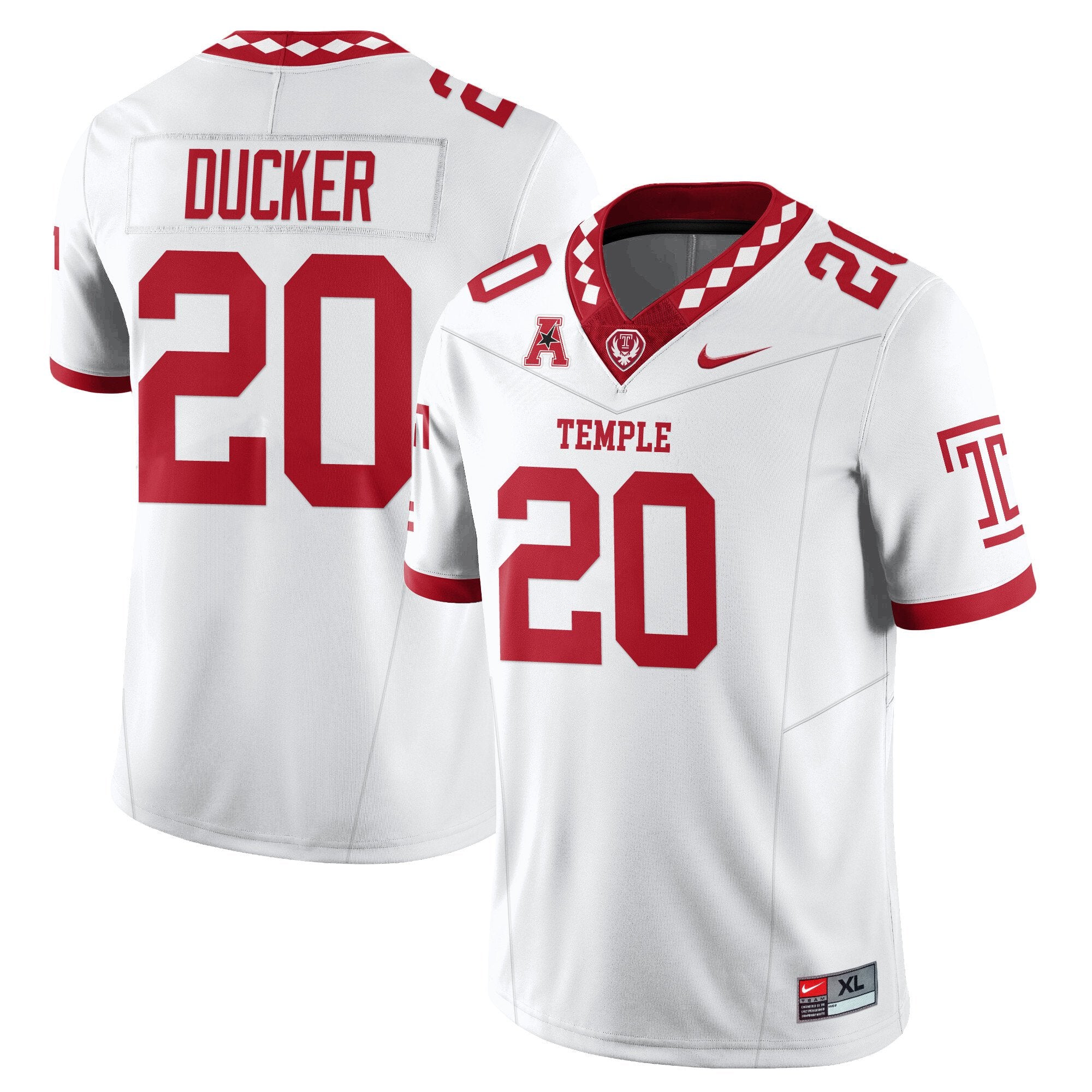 Jay Ducker Jersey #20 Temple Football 2025 Vapor Limited Stitched White