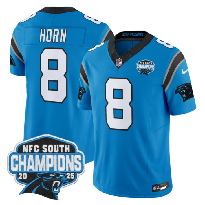 Jaycee Horn Jersey #8 NFC South Division Champions 2025 Stitched Blue