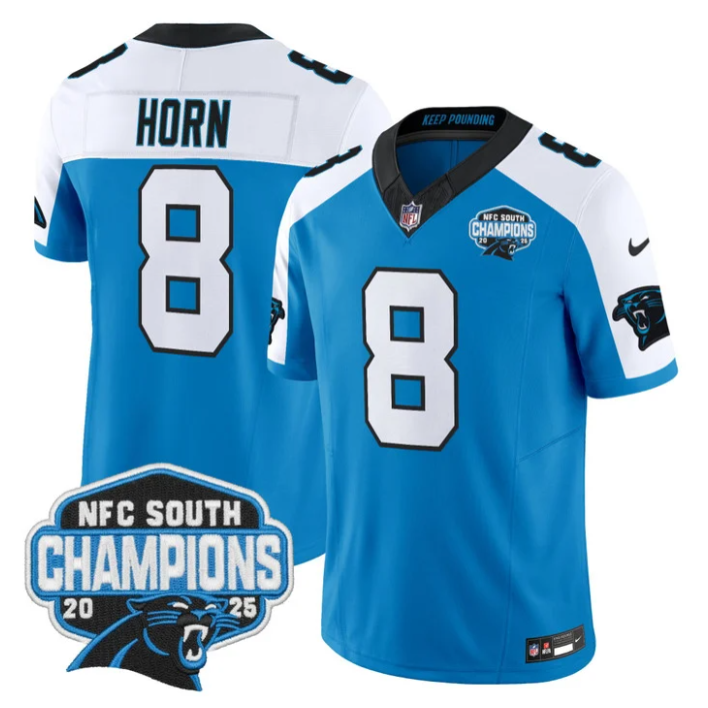 Jaycee Horn Jersey #8 NFC South Division Champions 2025 Stitched Blue Alternate