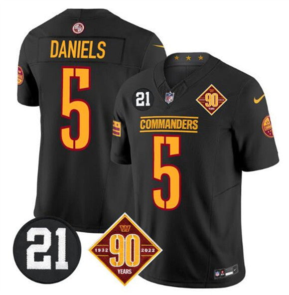 Jayden Daniels Jersey #5  Black F.U.S.E. 90th & Sean Taylor Patch Stitched (Copy)