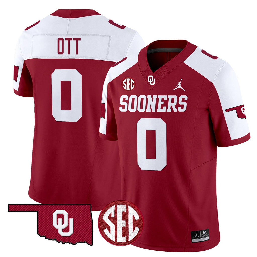 Jaydn Ott Jersey #0 Oklahoma Sooners 2025 Vapor Limited Stitched Alternate