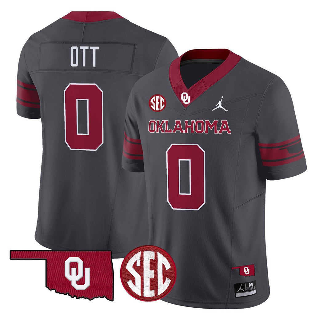 Jaydn Ott Jersey #0 Oklahoma Sooners 2025 Vapor Limited Stitched Anthracite