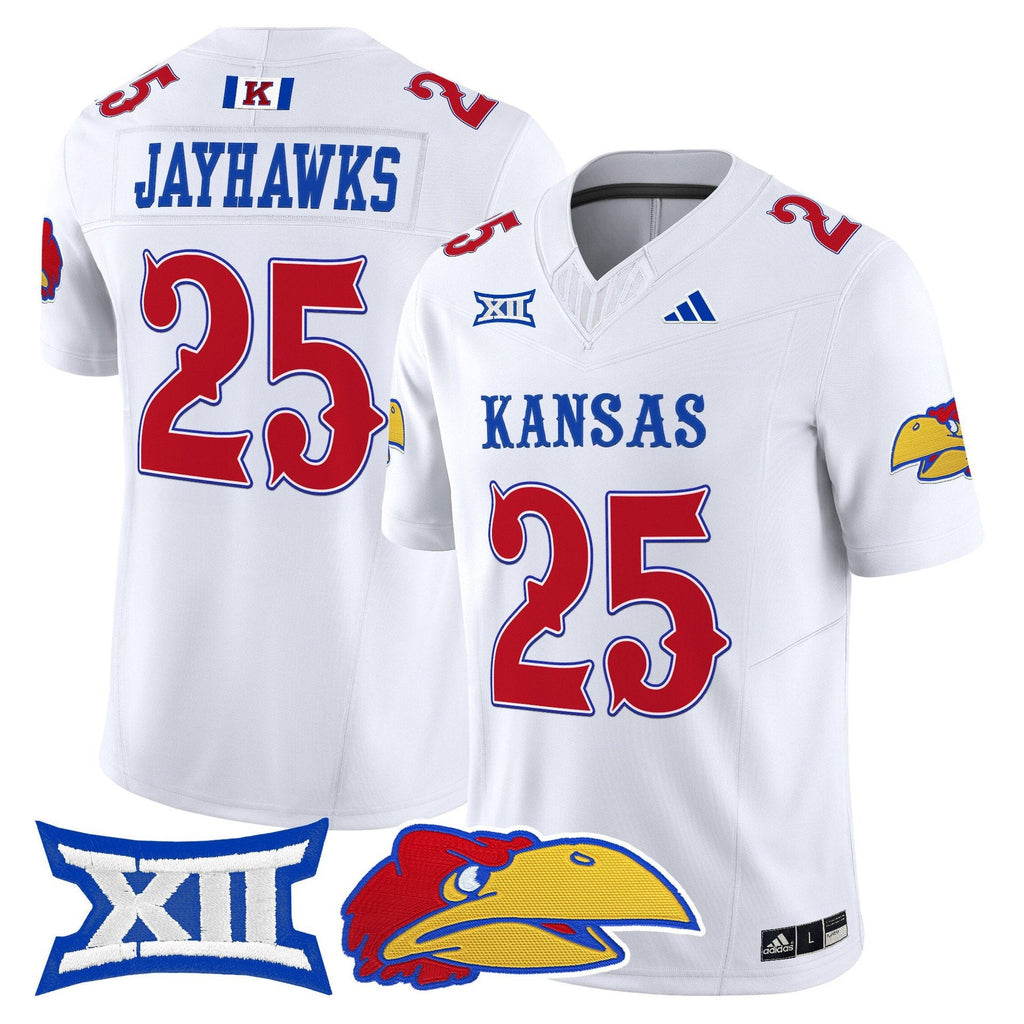 Jayhawks Jersey #25 Kansas Jayhawks 2025 Vapor Limited Stitched White
