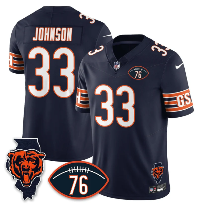 Jaylon Johnson Jersey #33 Honor Steve McMichael All Stitched Navy