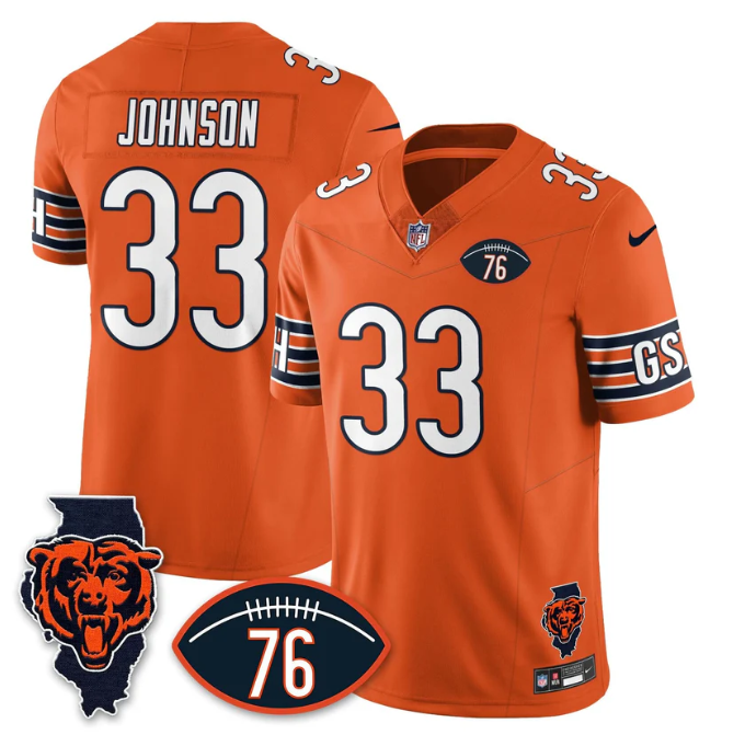 Jaylon Johnson Jersey #33 Honor Steve McMichael All Stitched Orange