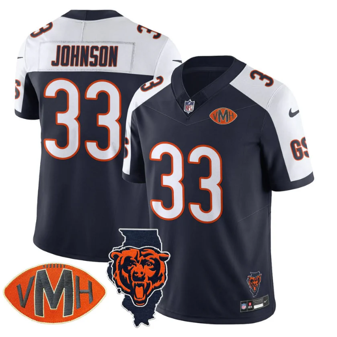 Jaylon Johnson Jersey #33 Honor Virginia Halas McCaskey All Stitched Navy Alter