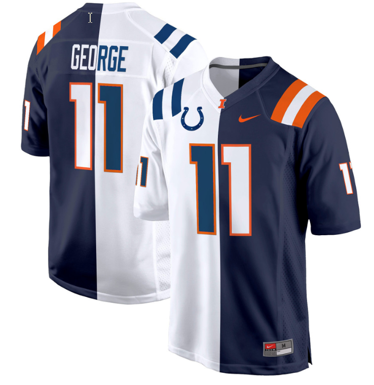 Jeff George Jersey #11 Illinois Fighting Illini Split Football Game Stitched