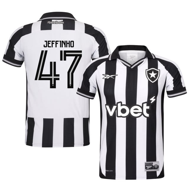 Jeffinho #47 Botafogo 2025-26 Home Jersey – Black White