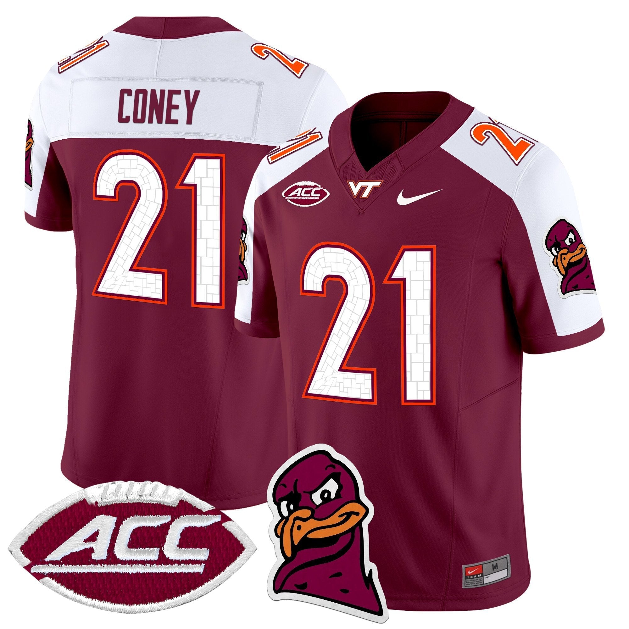 Jeremiah Coney Jersey #21 Virginia Tech Hokies 2025 Stitched Maroon Alternate
