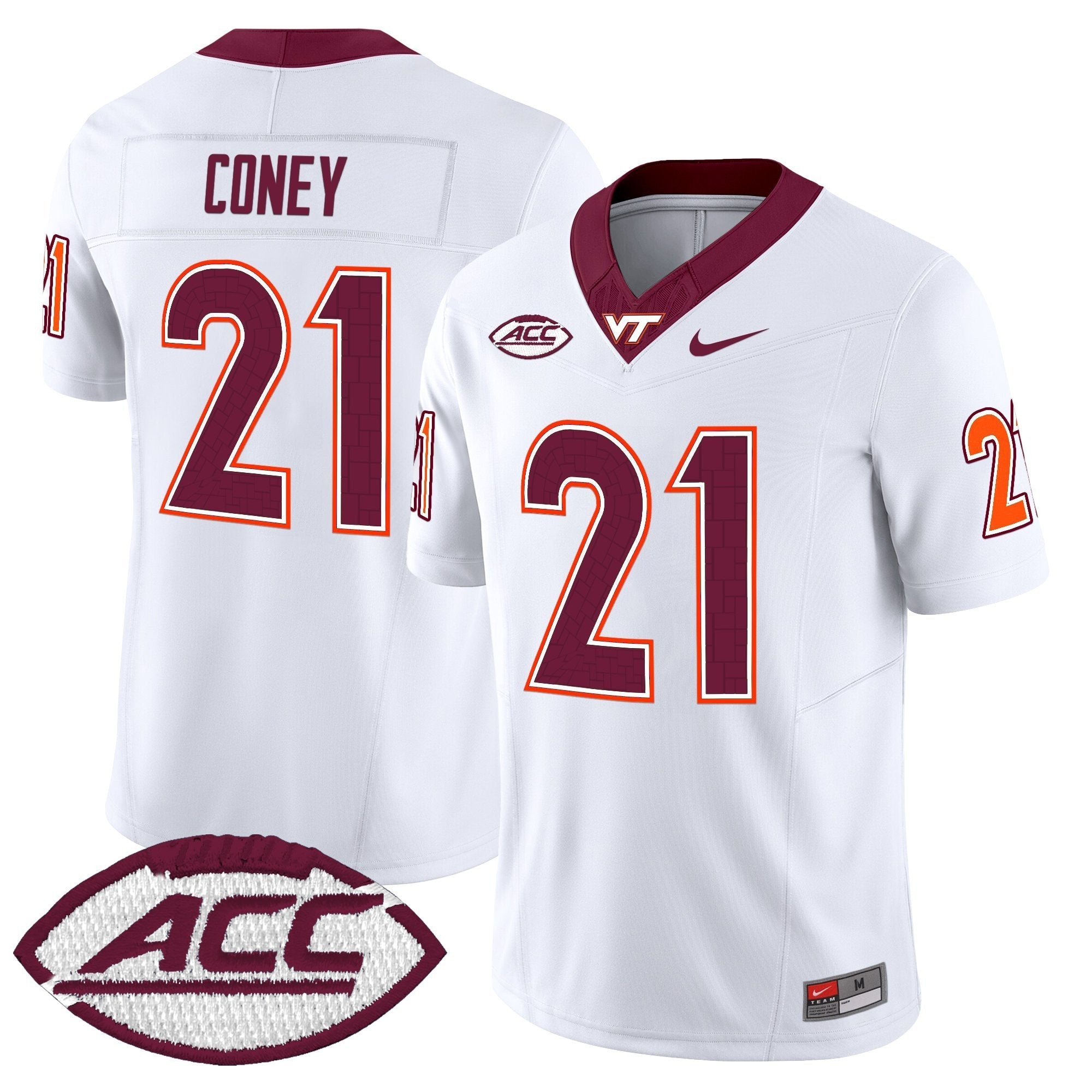Jeremiah Coney Jersey #21 Virginia Tech Hokies 2025 Stitched White