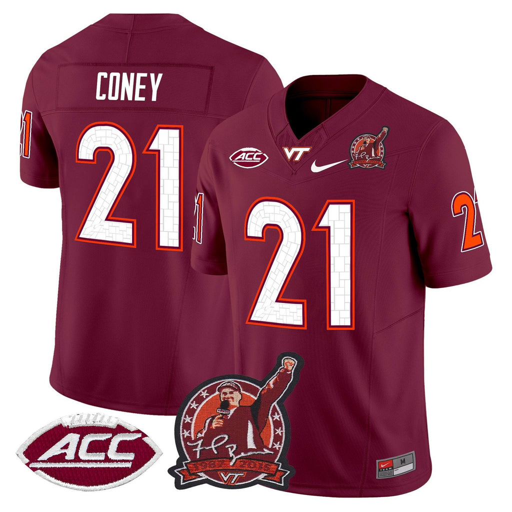 Jeremiah Coney Jersey #21 Virginia Tech Hokies Coach Frank Beamer 2025 Maroon