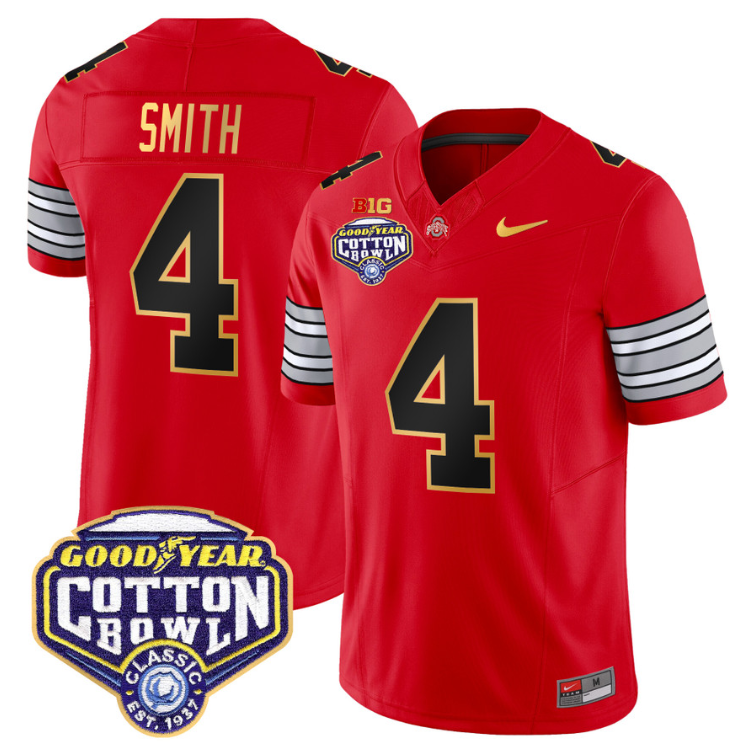 Jeremiah Smith Jersey #4 Ohio State 'Heritage Stripe' Cotton Bowl Red