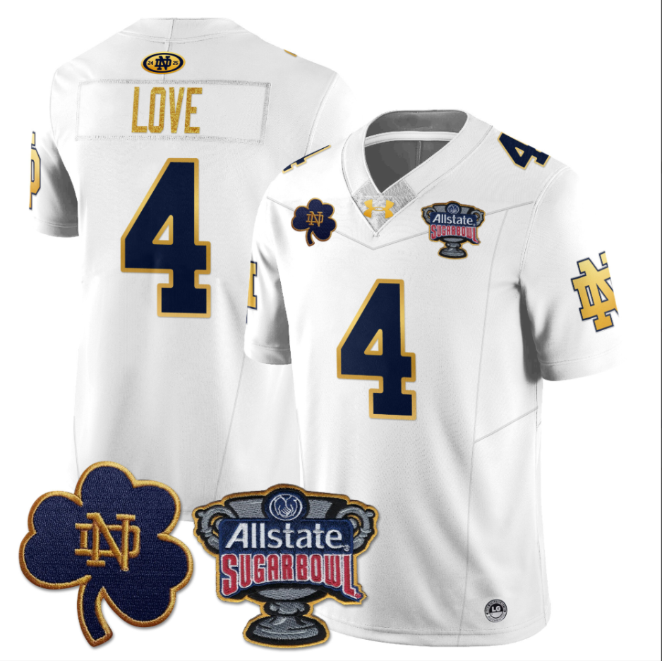 Jordan Faison Jersey #6 Notre Dame Fighting Irish Allstate Sugar Bowl Green White