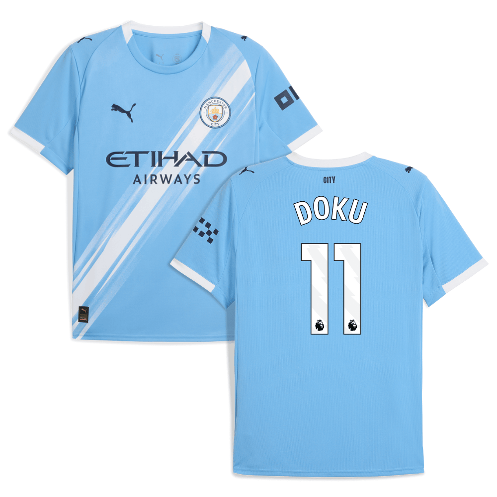 Jeremy Doku 11 Manchester City 2025-26 Home Men Jersey – Sky Blue