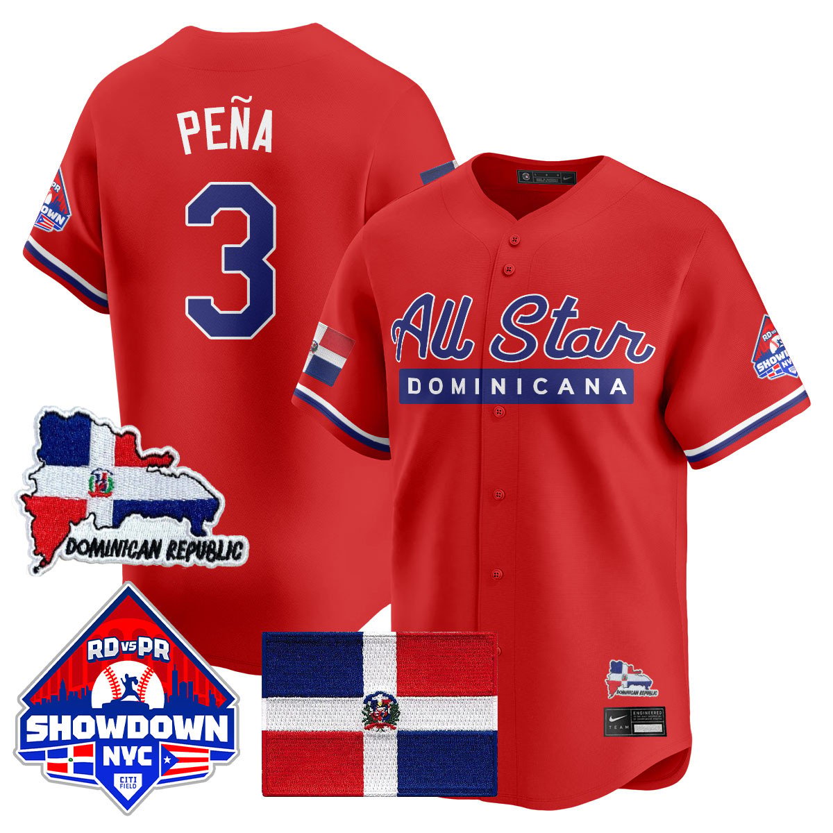 Jeremy Peña Jersey #3 Dominican Republic Baseball All-Star 2025 Red