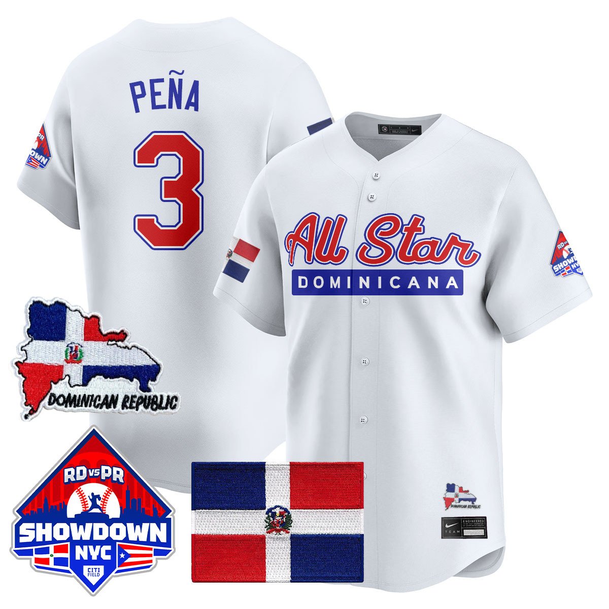 Jeremy Peña Jersey #3 Dominican Republic Baseball All-Star 2025 White