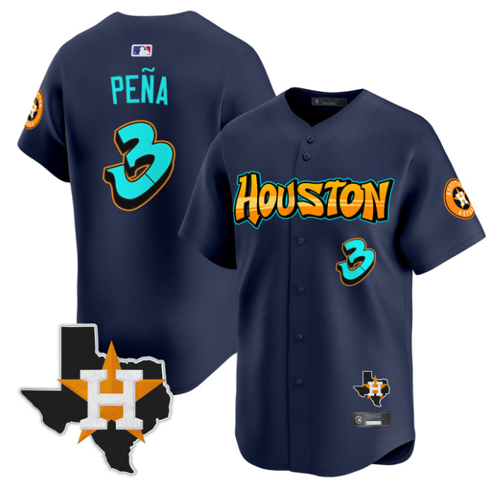 Jeremy Pena Jersey #3 Houston Astros Graffiti H-Town Edition Stitched Navy
