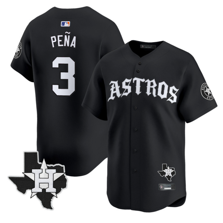 Jeremy Pena Jersey #3 Houston Astros Old English Edition Stitched Black