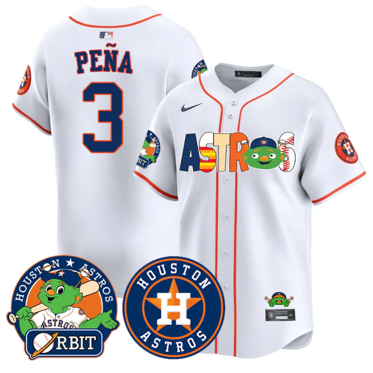 Jeremy Pena Jersey #3 Houston Astros Orbit Vapor Premier Limited Stitched White