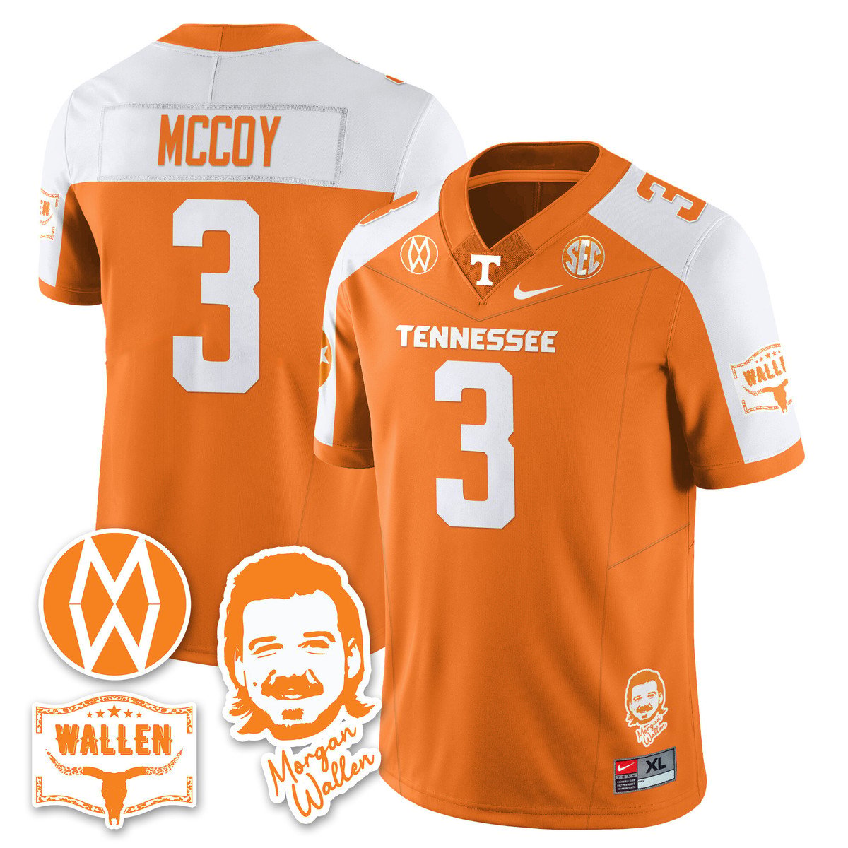 Jermod McCoy Jersey #3 Tennessee Vols Morgan Wallen 2025 Stitched Orange Alter