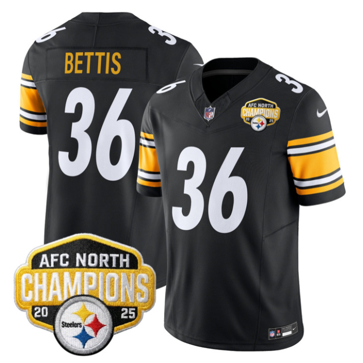 Jerome Bettis Jersey #36 AFC North Division Champions 2025 Stitched Black