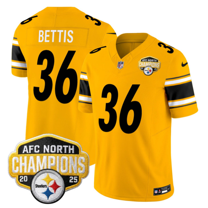 Jerome Bettis Jersey #36 AFC North Division Champions 2025 Stitched Gold