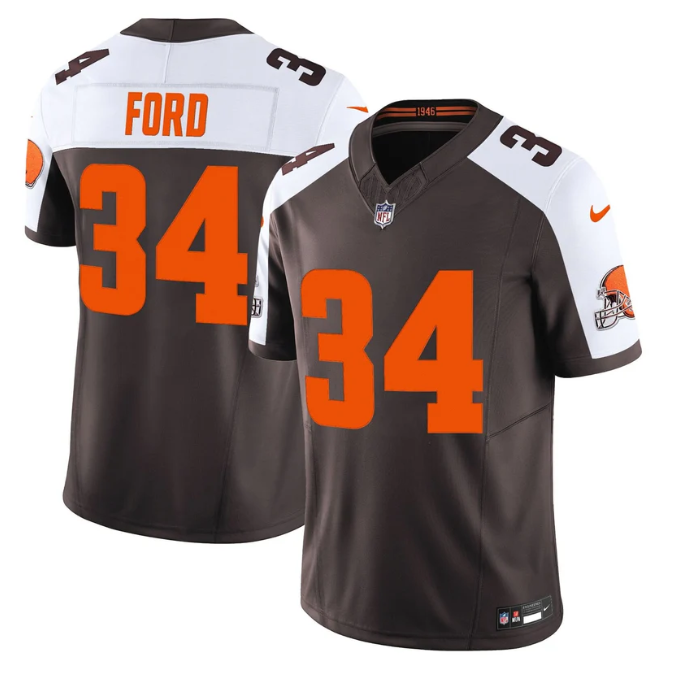 Jerome Ford Jersey #34 Alpha Dawg Edition' Vapor Limited Stitched Brown Alter