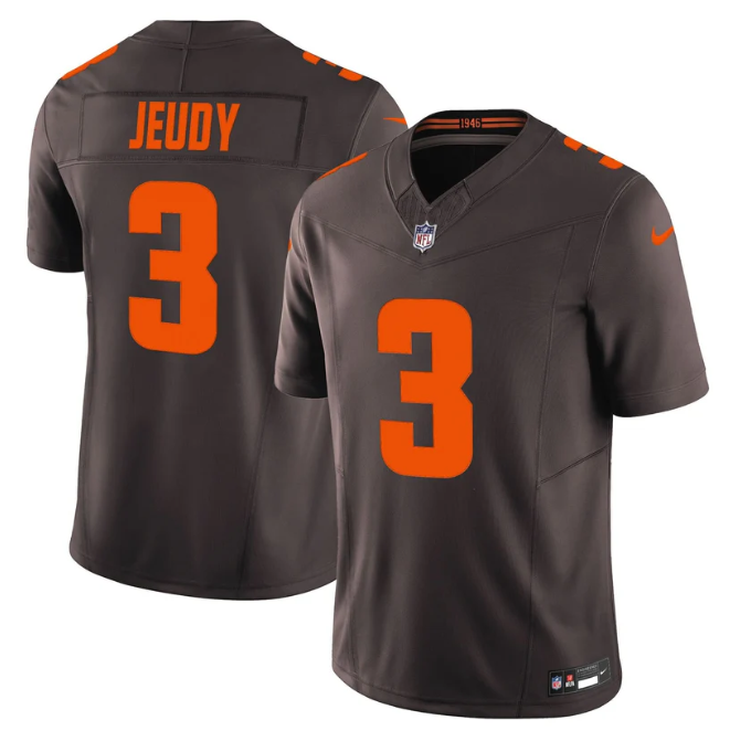 Jerry Jeudy Jersey #3 Alpha Dawg Edition' Vapor Limited Stitched Brown