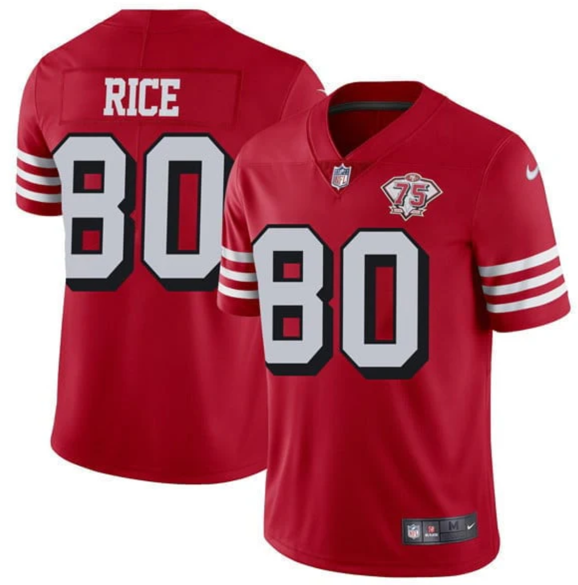 Jerry Rice Jersey #80 SF 75Th Anniversary Throwback Scarlet Stitched
