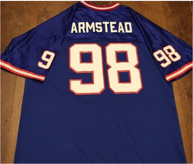 Jessie Armstead Jersey New York Giants Custom Throwback Football Blue Red White Trim