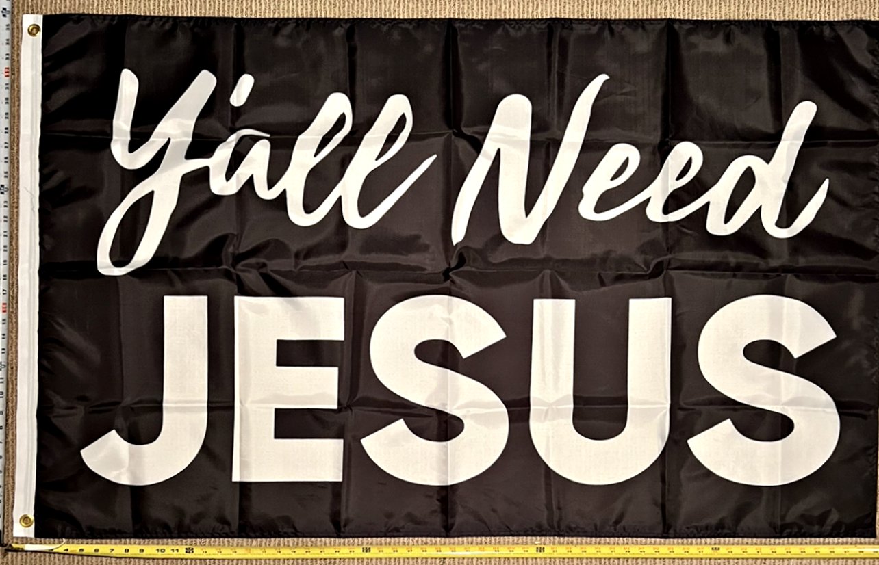 Jesus Flag Y Lord Love Religion Christian God USA Poster Sign 3x5'