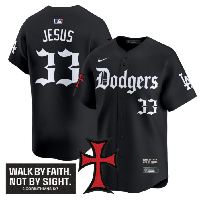 Jesus Jersey #33 Dodgers Faith Glory Edition Vapor Premier Limited Stitched Black