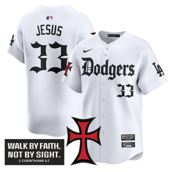 Jesus Jersey #33 Dodgers Faith Glory Edition Vapor Premier Limited Stitched White