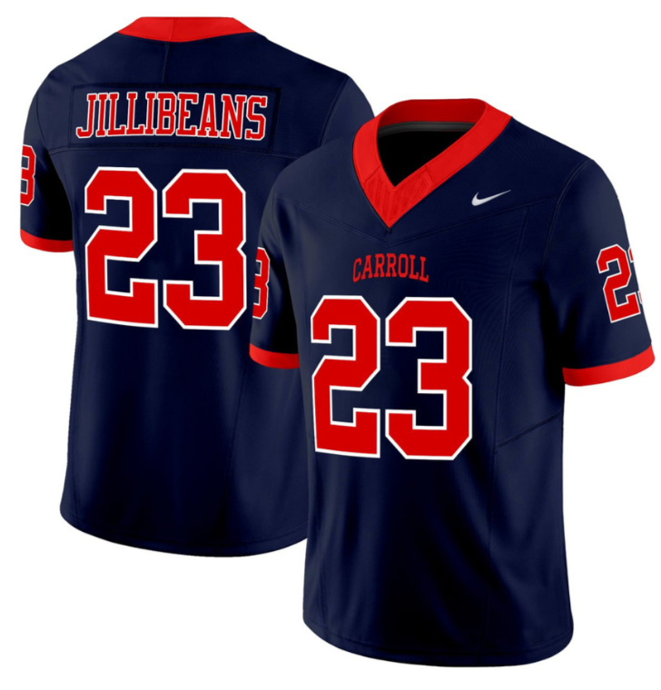 Jillibeans #23 Carroll University Pioneers Football Jersey - All Stitched Navy