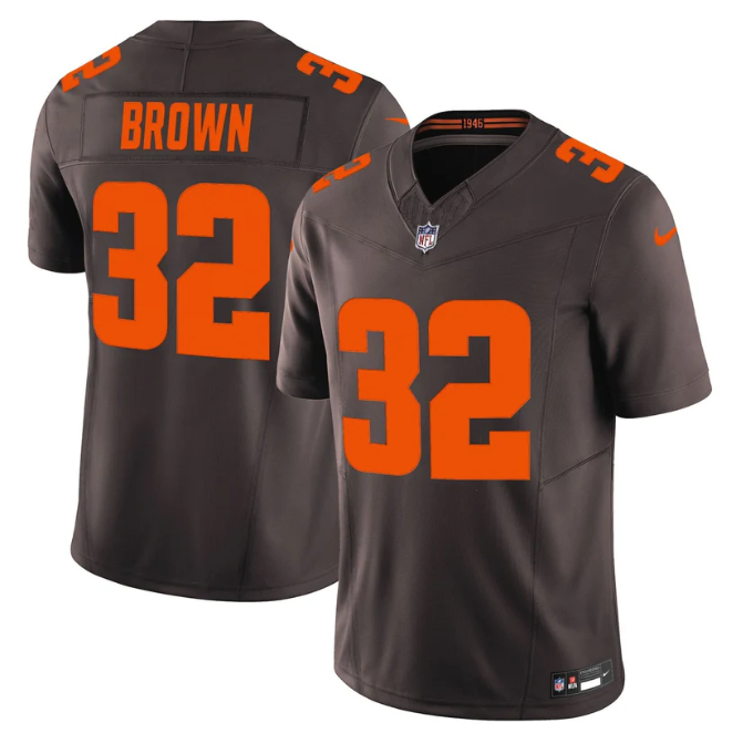 Jim Brown Jersey #32 Alpha Dawg Edition' Vapor Limited Stitched Brown