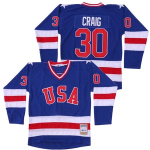 Jim Craig #30 Team Usa Miracle On Ice Hockey Jersey Blue