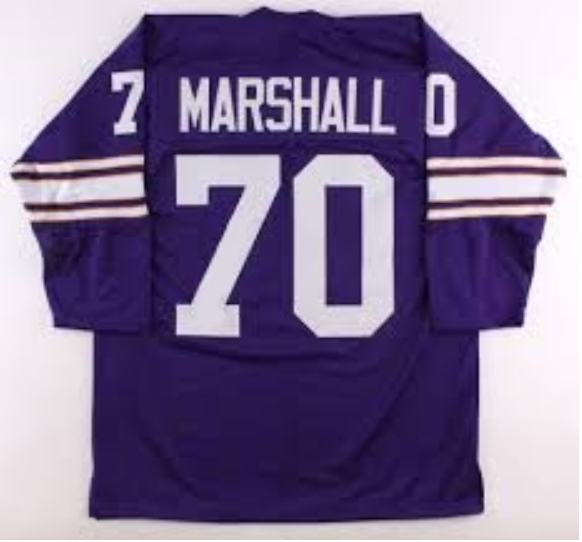 Jim Marshall Jersey Minnesota Vikings Long Sleeve Vintage Style Custom Throwback Football Purple