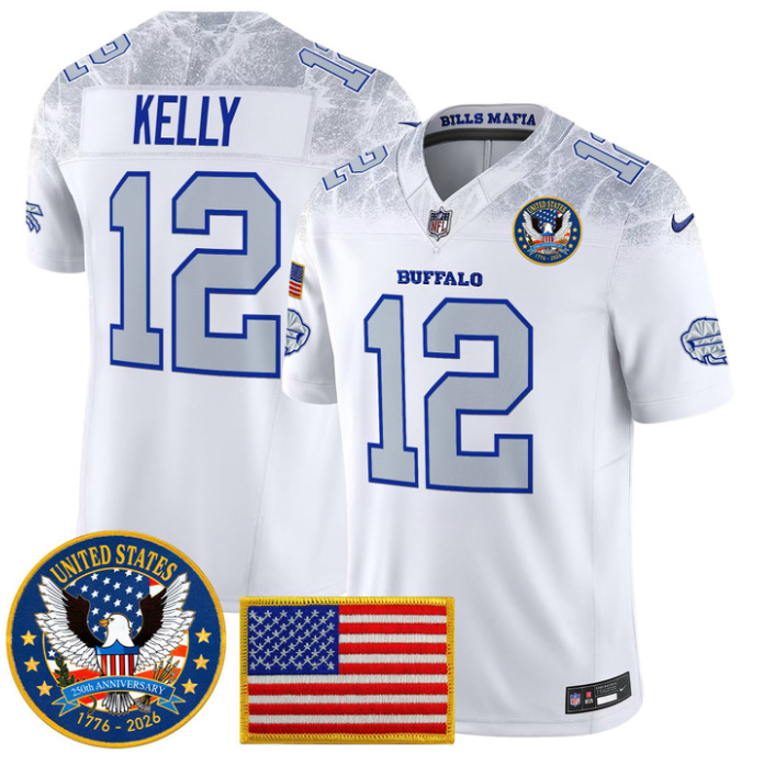 Jim Kelly Jersey #12 Bills United States 250th Anniversary Stitched