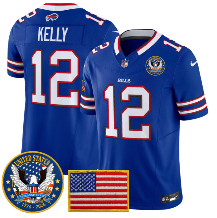 Jim Kelly Jersey #12 Bills United States 250th Anniversary Stitched