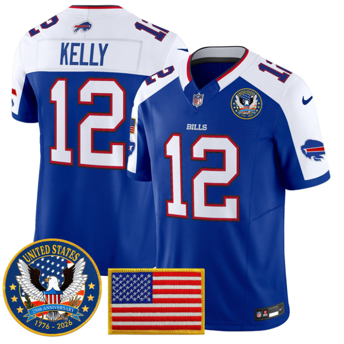 Jim Kelly Jersey #12 Bills United States 250th Anniversary Stitched