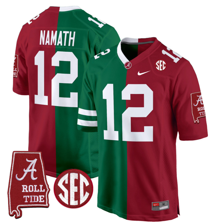 Joe Namath Jersey #12 Alabama Crimson Tide Split Football Game Stitched