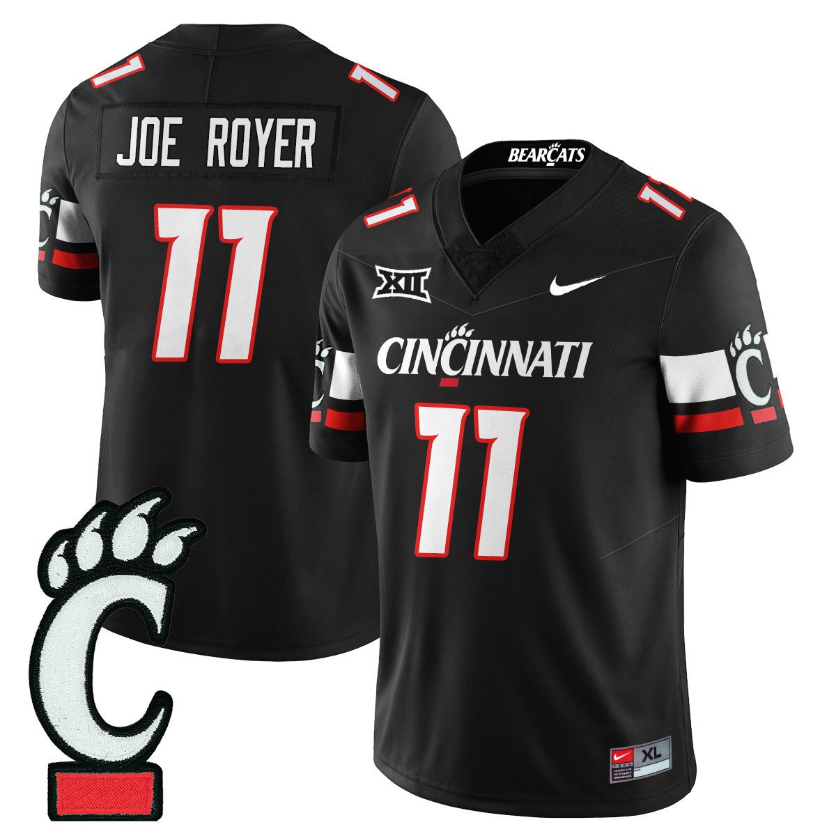 Joe Royer Jersey #11 Cincinnati Bearcats Football 2025 Stitched Black